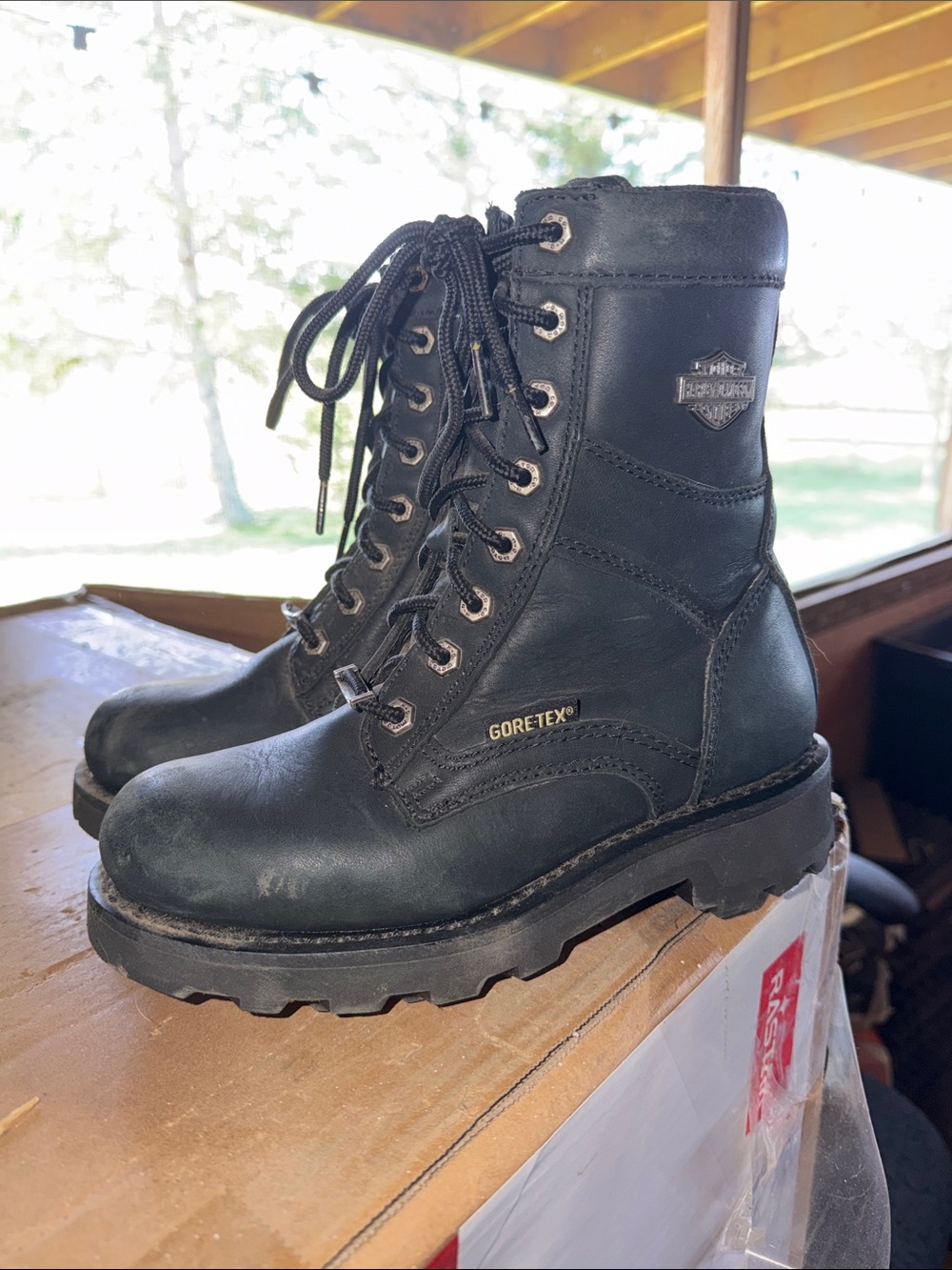 Harley-Davidson Black Leather Gore-Tex Lace-Up Women's Boots